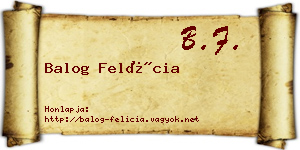 Balog Felícia névjegykártya
